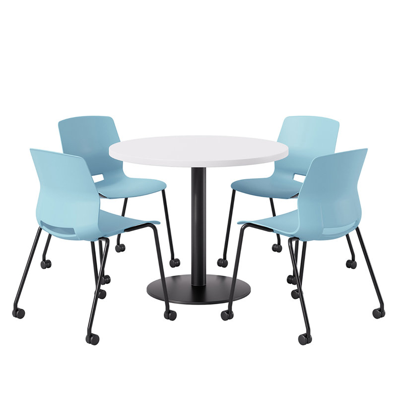 Ensemble repas pour quatre personnes, Bleu et noir, Blanc, H 29 po x L 36 po x l 36 po