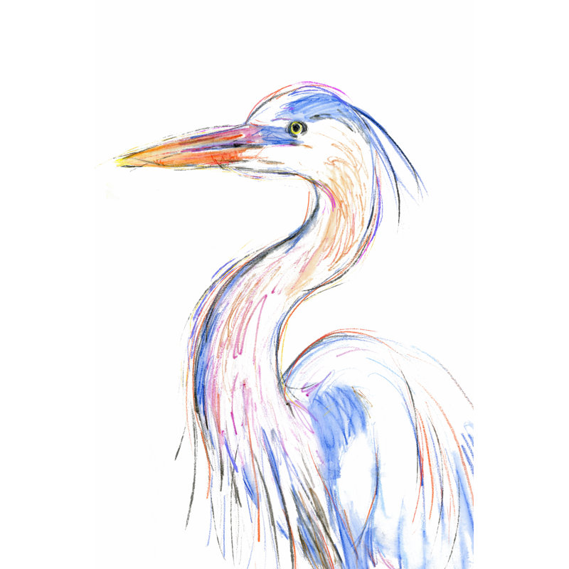 Heron's Glance II by Annie Warren - Painting on Canvas, 91cm H x 61cm W, Wrapped Canvas