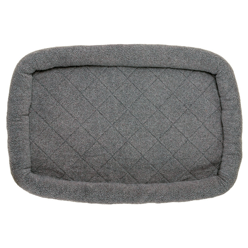 Faux Lambswool Crate Bolster Pet Bed, Extra Large (26" W x 42" D x 3" H), Gray