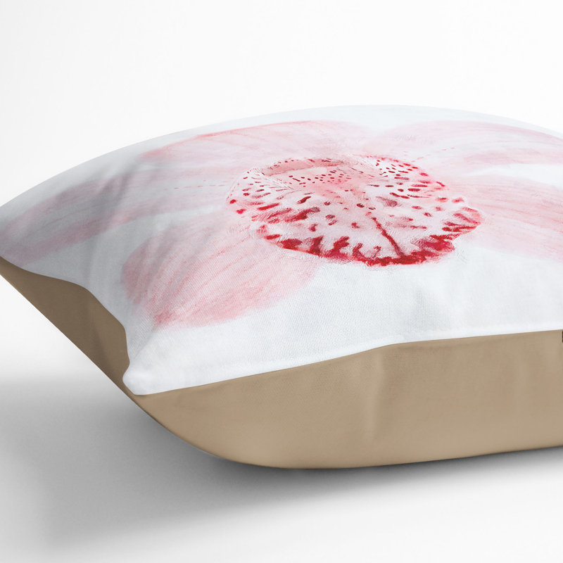 Light Boat Orchid Painting Cushion with Filling, 55cm H x 55cm W x 20cm D, Stone