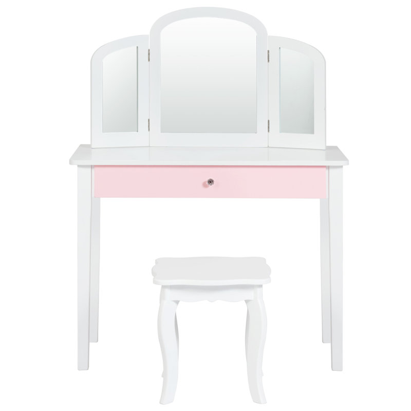 Kids Vanity Set with Mirror, White