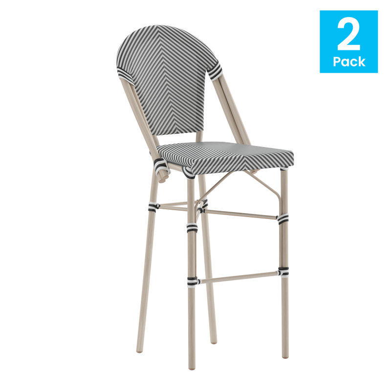 Stackable Indoor/Outdoor Bistro 30" High Barstools, Commercial Grade, Gray/ Light Natural