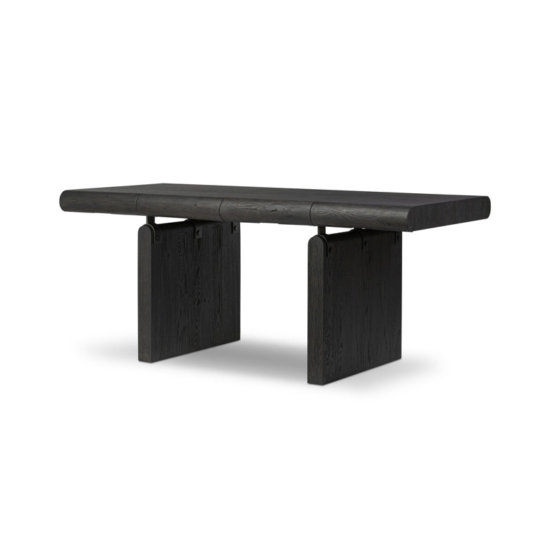 Cleo Solid Wood Writing Desk, Black Oak