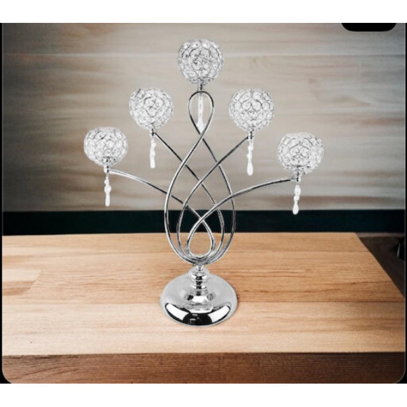 Candélabre en cristal doré à 5 branches Rosdorf Park® - 24,5 po, Argent