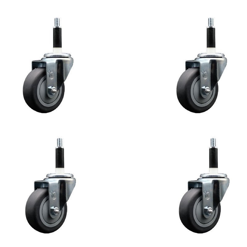 Ensemble de roulettes extensibles pivotantes en caoutchouc et en caoutchouc thermoplastique SCC NB 3,5 po x 7/8 po