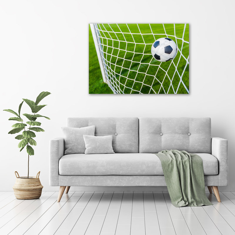 Ball in the goal 1 Piece Wall Art on Glass