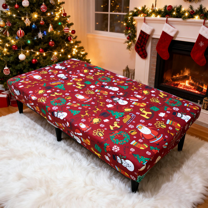 Housse de futon festive sans accoudoirs - Housse de canapé-lit extensible de Noël, housse de canapé pleine grandeur élastique douce, parfaite pour la décoration des Fêtes