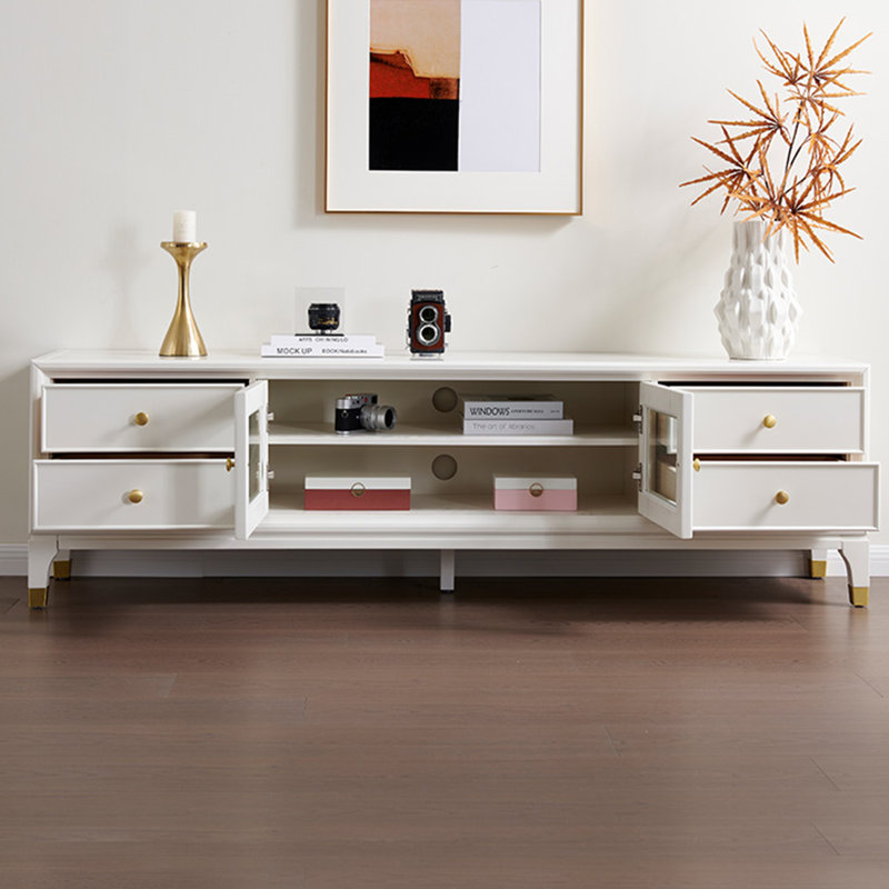 Meuble télé simple style buis blanc, L 79 po
