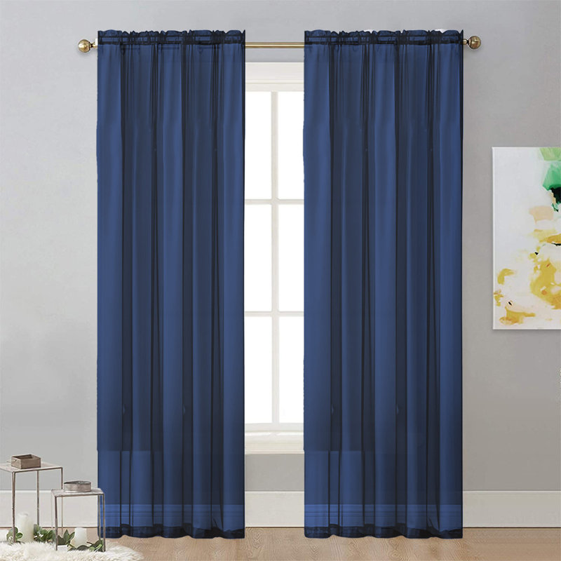 Rideaux de couleur unie Rideaux de gaze Rideaux semi-ombrés Rideaux en polyester Rideaux décoratifs à travers les tringles
