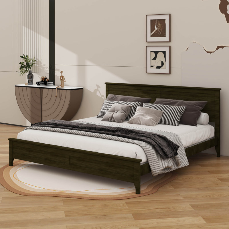 Minimalist  Panel Bed Frame, Espresso, King