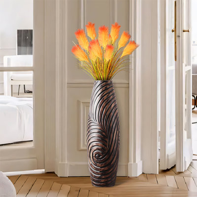Modern 26.8" Tall Brown Resin Floor Vase - Large Flower Holder for Home/Kitchen/Office/Living Room Fireplace Patio Decor