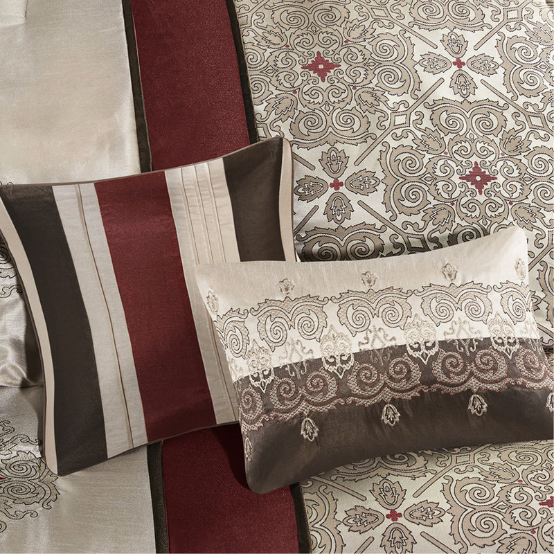 7 Piece King Comforter Decor - Red With Fashionable Look, Red