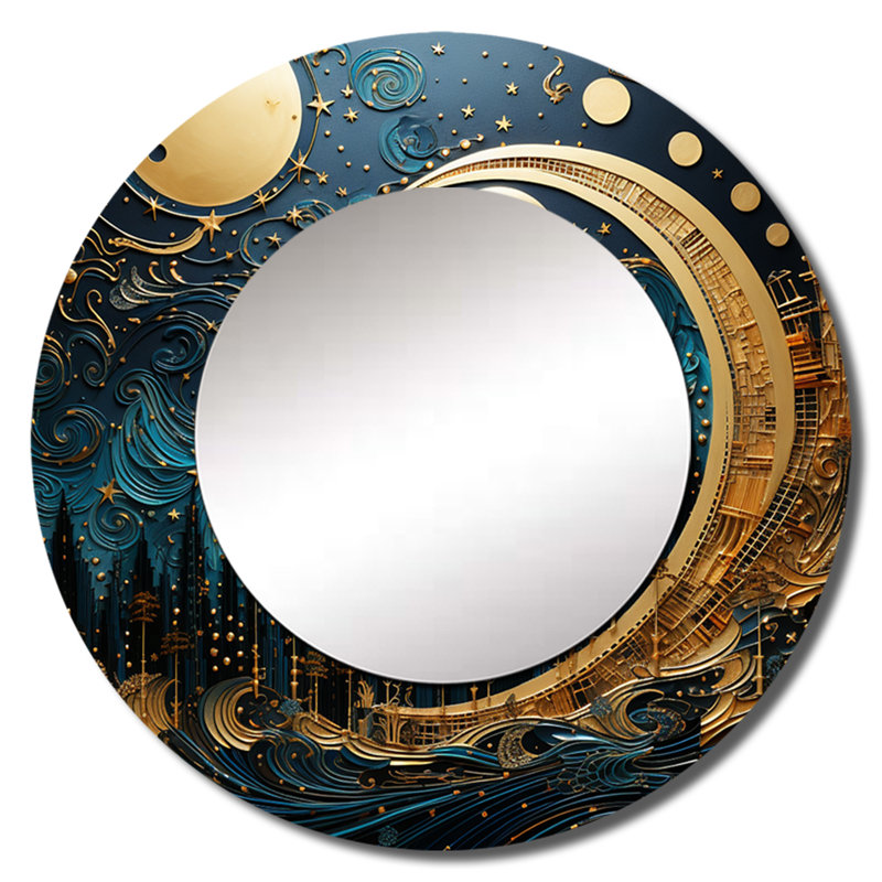 Décoration murale lune bleue et or cycle céruléen Dreams I - lune ronde_MTMIR116213, 23 po x 23 po