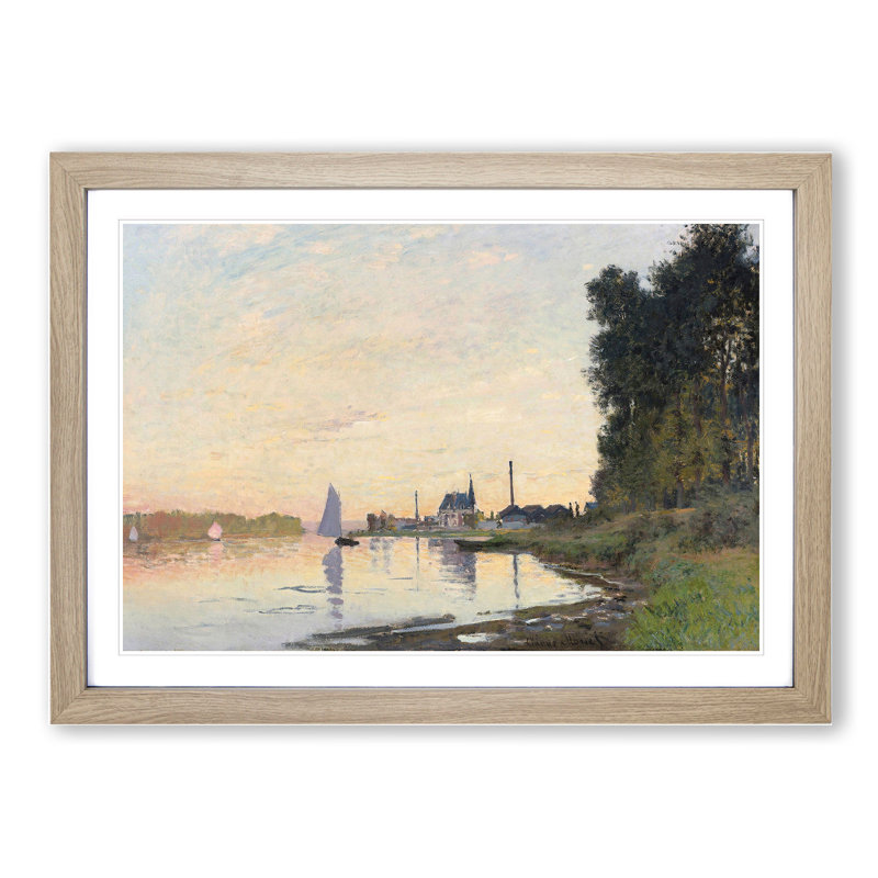 The Shore at Dusk by Claude Monet - Picture Frame Painting, Oak Framed, 27cm H x 36cm W x 2cm D