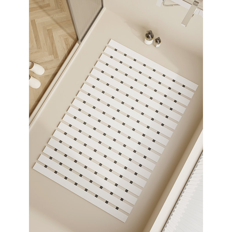 Tapis de douche antidérapant facile à ranger (36 po x 24 po), Blanc