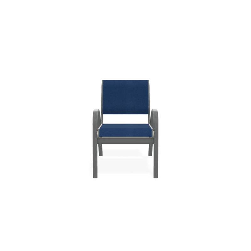 Aruba 1 Outdoor Dining Armchair, Cobalt 35D Sunbrella®, Textured Graphite
