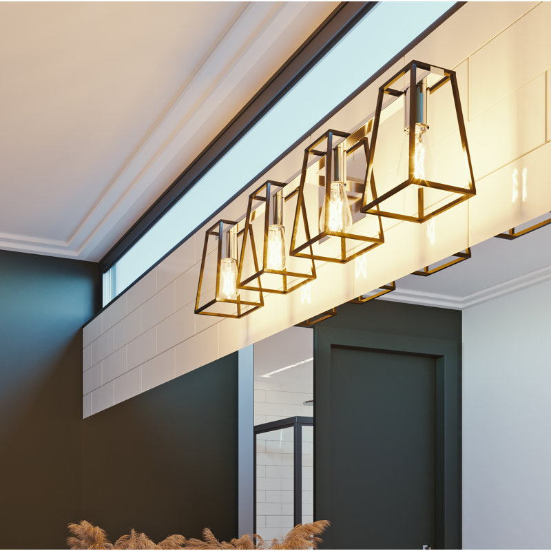 Éclairage pour meuble-lavabo noir à 4 lumières à intensité variable Aubrielle