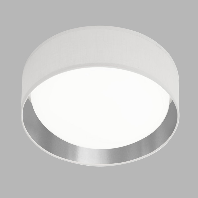 Terrence LED Flush Mount, 10.5cm H x 37cm W x 37cm D, White/Silver