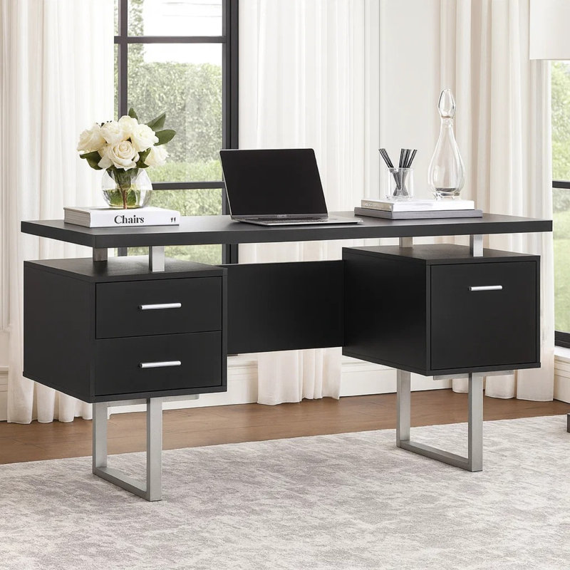 Bureau en bois massif , Espresso brun