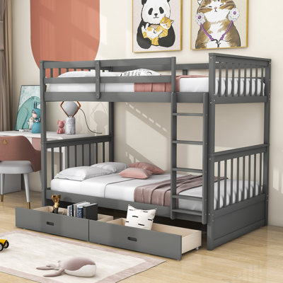 Elitza Kids Twin Over Twin Bunk Bed with Drawers