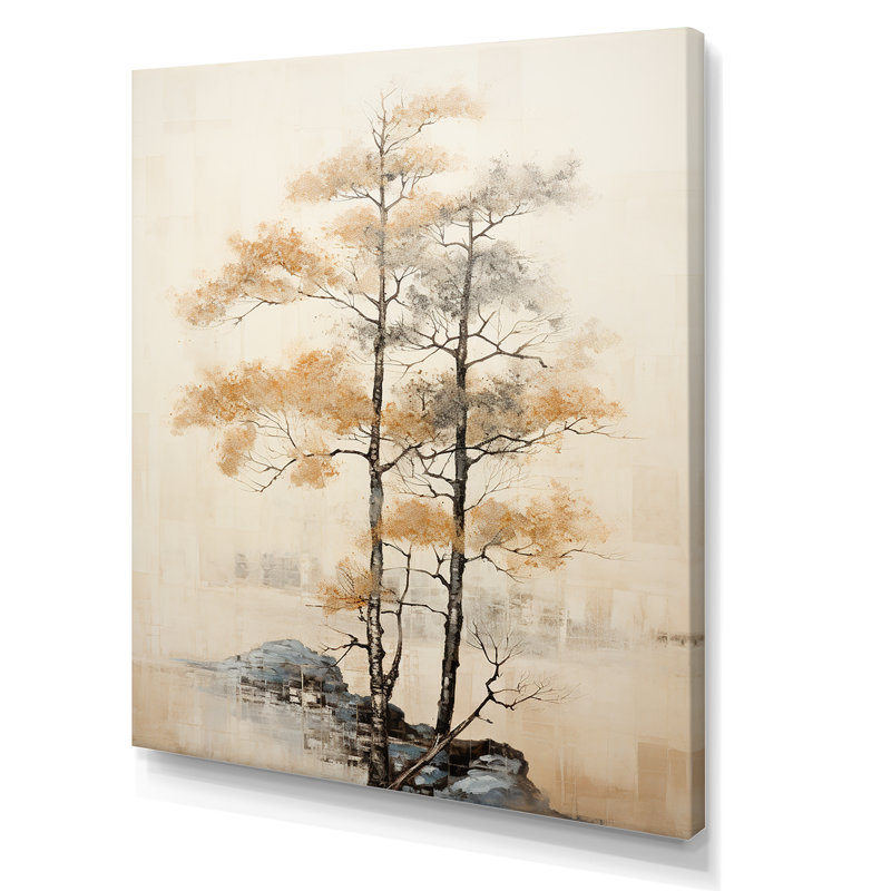 «Beige Tree Pine Tranquility», reproduction sur toile, Toile tendue, H 20 po x l 12 po x P 1 po