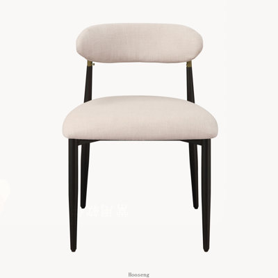 Set of 2 Beige Fabric and Black Finish Side Chair