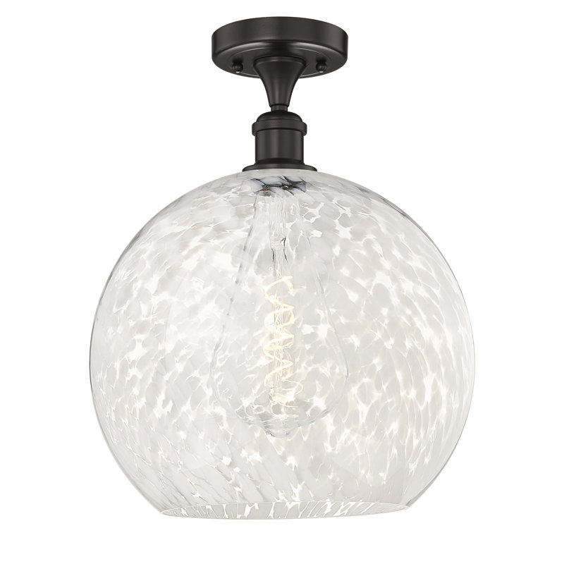 Edison - Adreann - Plafonnier semi-encastré 1 lumière, H 16,75 po x l 13,75 po x P 13,75 po, Bronze huilé