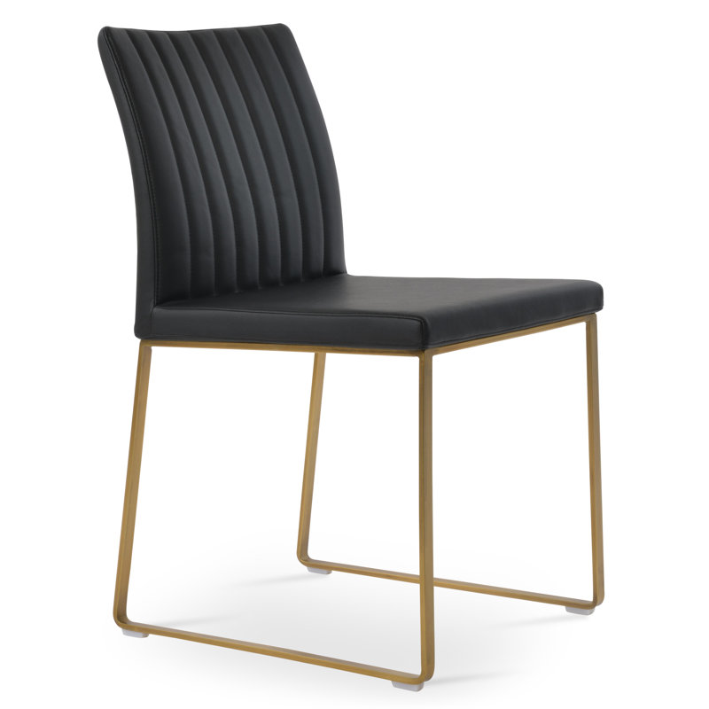 Chaise de salle à manger Zeyno, Laiton, Blanc