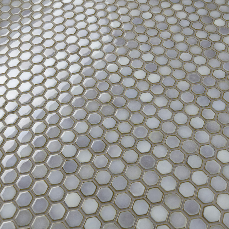 Hudson 1" x 1" Porcelain Honeycomb Mosaic Wall & Floor Tile, Gray Eye