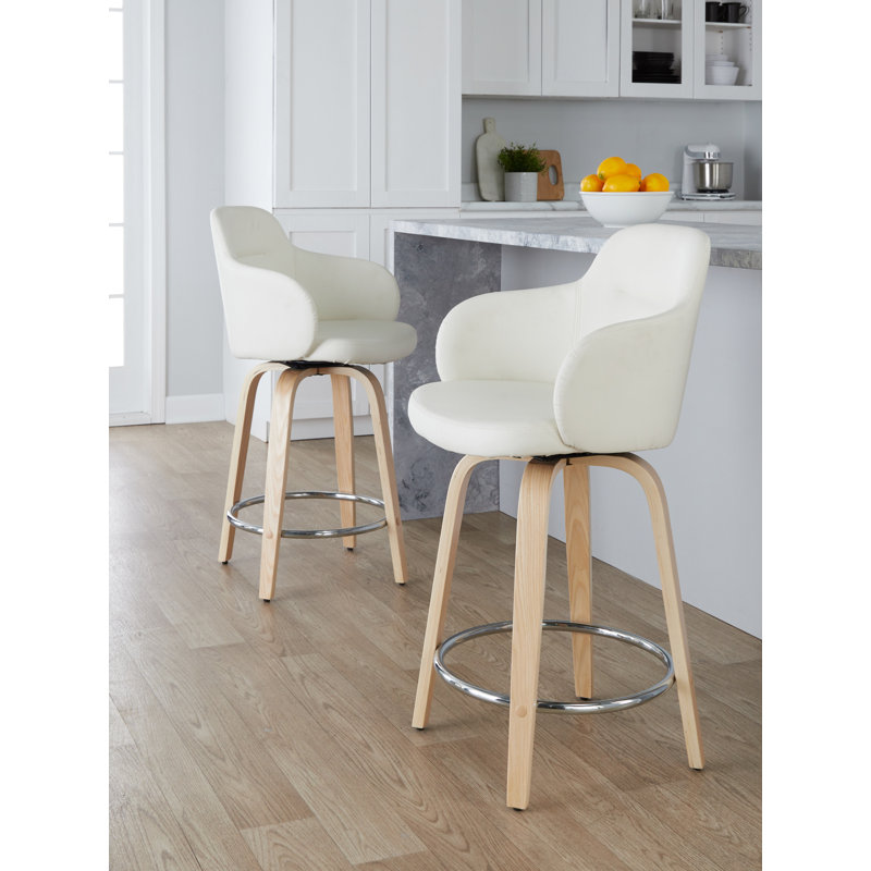 Tabouret de comptoir 24 po Boyne, Gris, Neutre / chrome