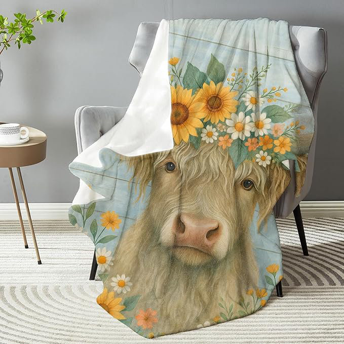 Couverture de vache rustique Highland, L 60 po x l 50 po