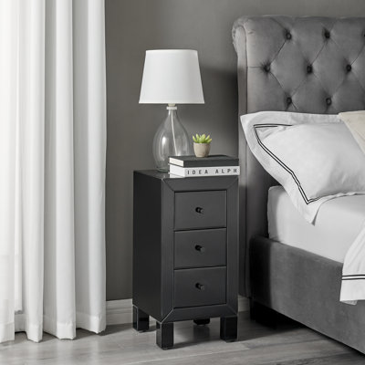 Alexa Chic Slimline 3 Drawer Mirrored Nightstand - Sleek Modern Design