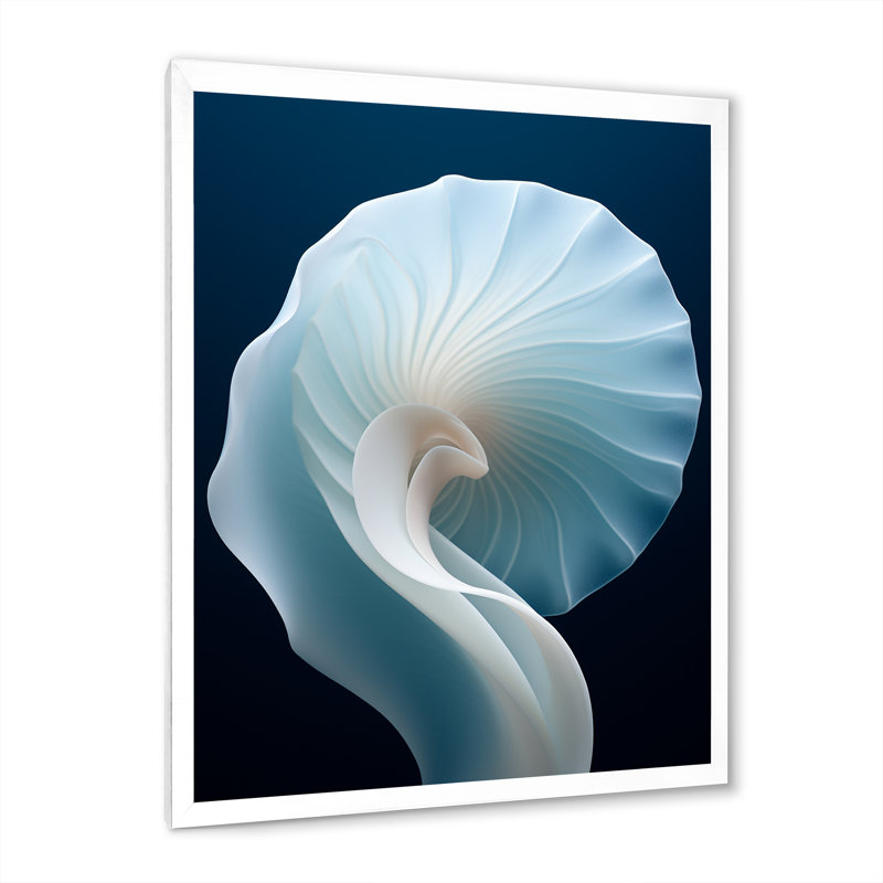 Azur bleu azur Nautilus Spiral I - Nautilus Wall Decor, Cadre simple blanc, H 20 po x l 12 po x P 1 po