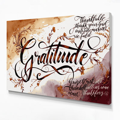 «Thanksgiving Thankfulness citations», art mural sur toile beige