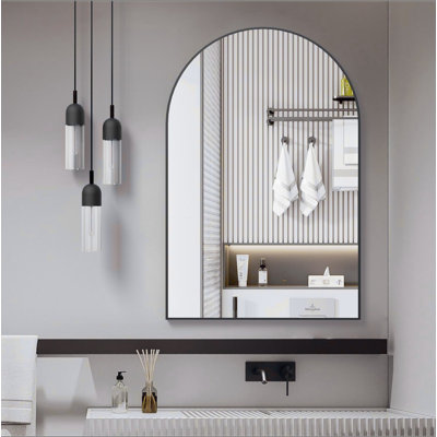 Metal Framed Arched Bathrrom Mirror For Wall.