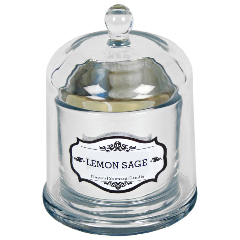 Lemon Sage Scented Jar Candle with Glass Holder