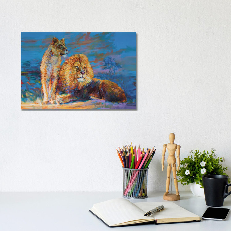 Lion And Lioness by Leon Devenice - Wrapped Canvas Gallery-Wrapped Canvas Giclée, 20.32 cm H x 30.48 cm W