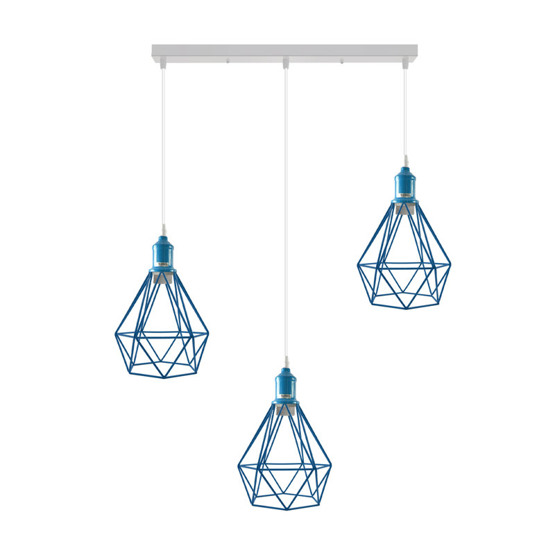 Allaynah 3 - Light Silver Kitchen Island Pendant, Blue