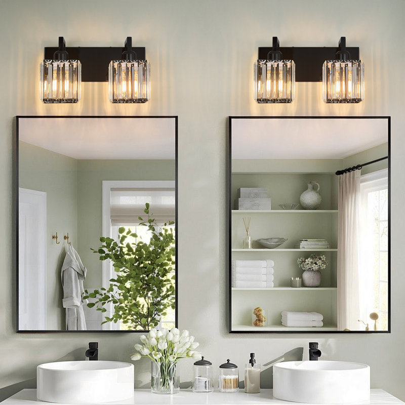 Kyneisha Vanity Light, 2 Lights, Plated Black