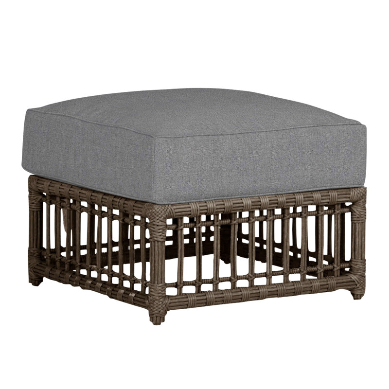 Newport Outdoor Ottoman with Cushion, Newport #66 Burlap, Welt, Verona Mist