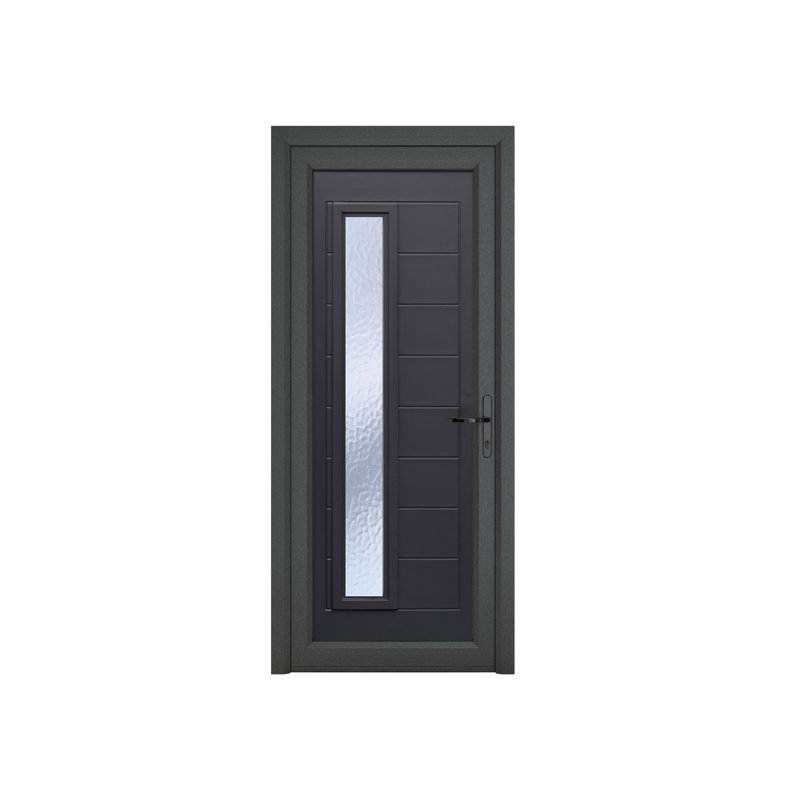 Crystal uPVC Front Door 1 Long Glass Monaco Grey/White Left Hand Obscure Glass 920x2090mm, Left 