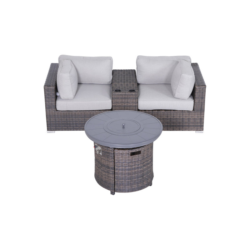 Ensemble de conversation modulaire en rotin avec coussins 4 pièces Cleo