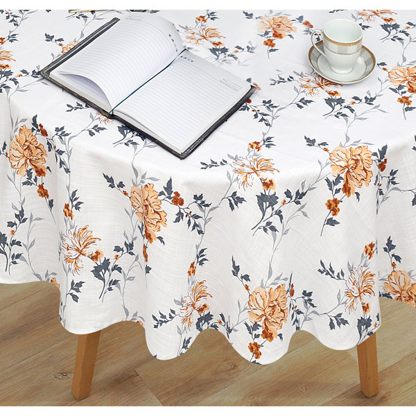 Ruvanti Loveta 70 Inch Round Tablecloth 100% Cotton Dining Table Cloth ...