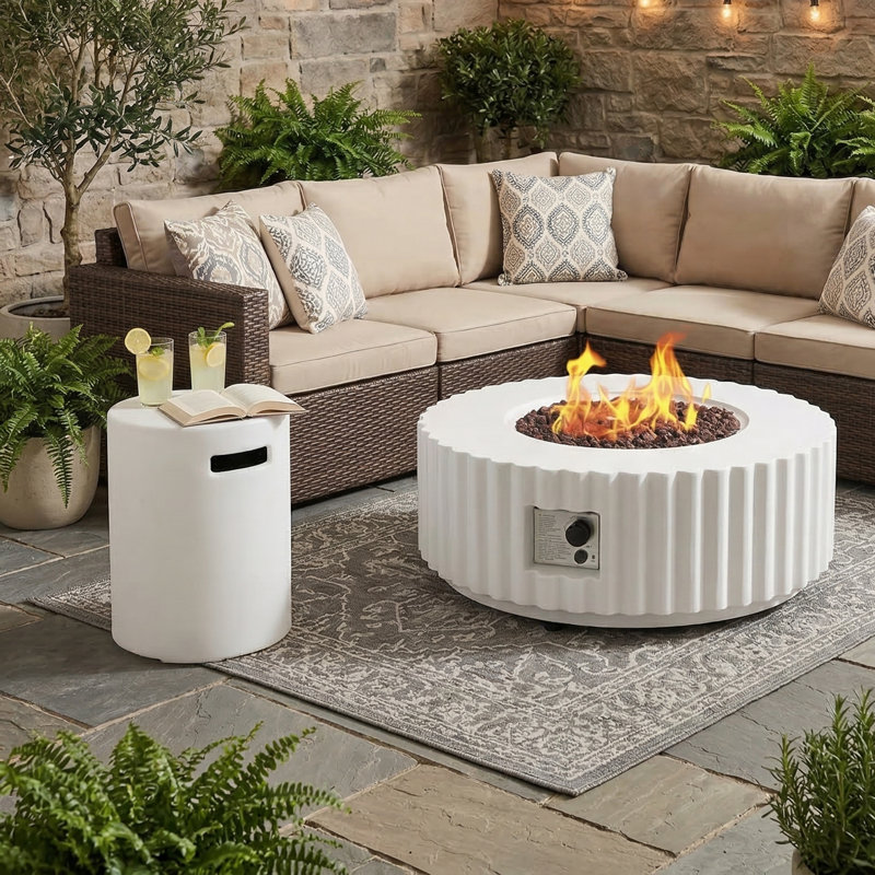 Couvercle de réservoir de propane rond 16 po, blanc, Blanc