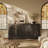 Set of 2 Modular Sideboard with Double-Arc Wood Doors, Ebony-1012561368