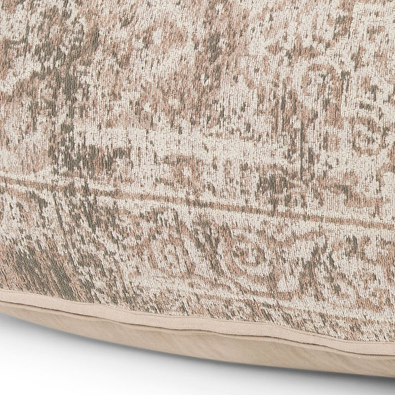 Repose-pieds 36 "en chenille beige et taupe