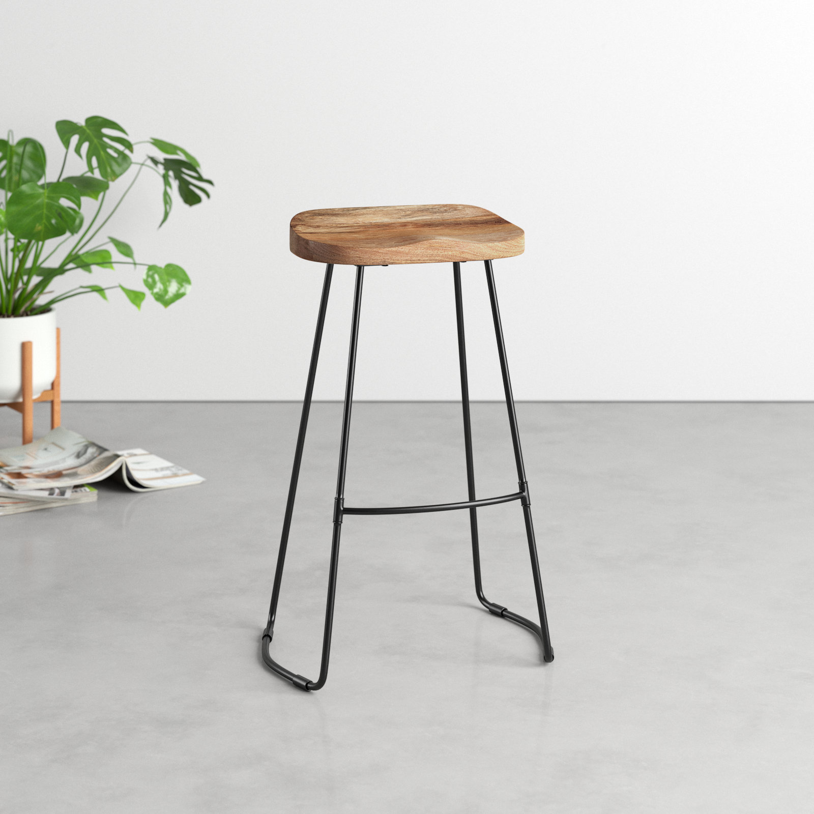 Geonna Solid Wood Bar & Counter Stool, Natural, Bar Stool (30" Seat Height)