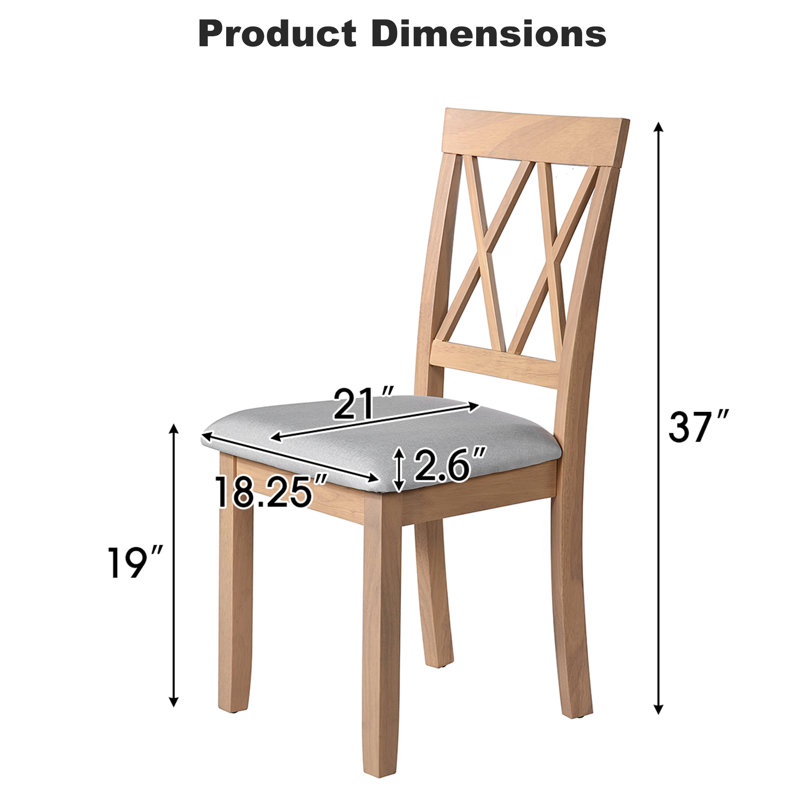 2 chaises de cuisine élégantes 2 pièces - Tissu rembourré avec pieds en bois massif et siège rembourré