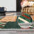 8x10 Washable Area Rug Tribal Geometric Indoor Mat Distressed Vintage Floor Cover, Non Slip Low Pile Soft Rug for Living Room Dining Room,  Foldable Patchwork Office Carpet, Green-1103658655