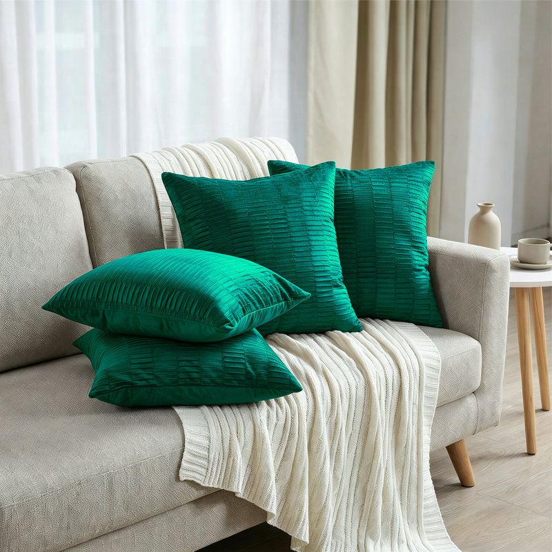 Housse de coussin en velours plissé, Saphir